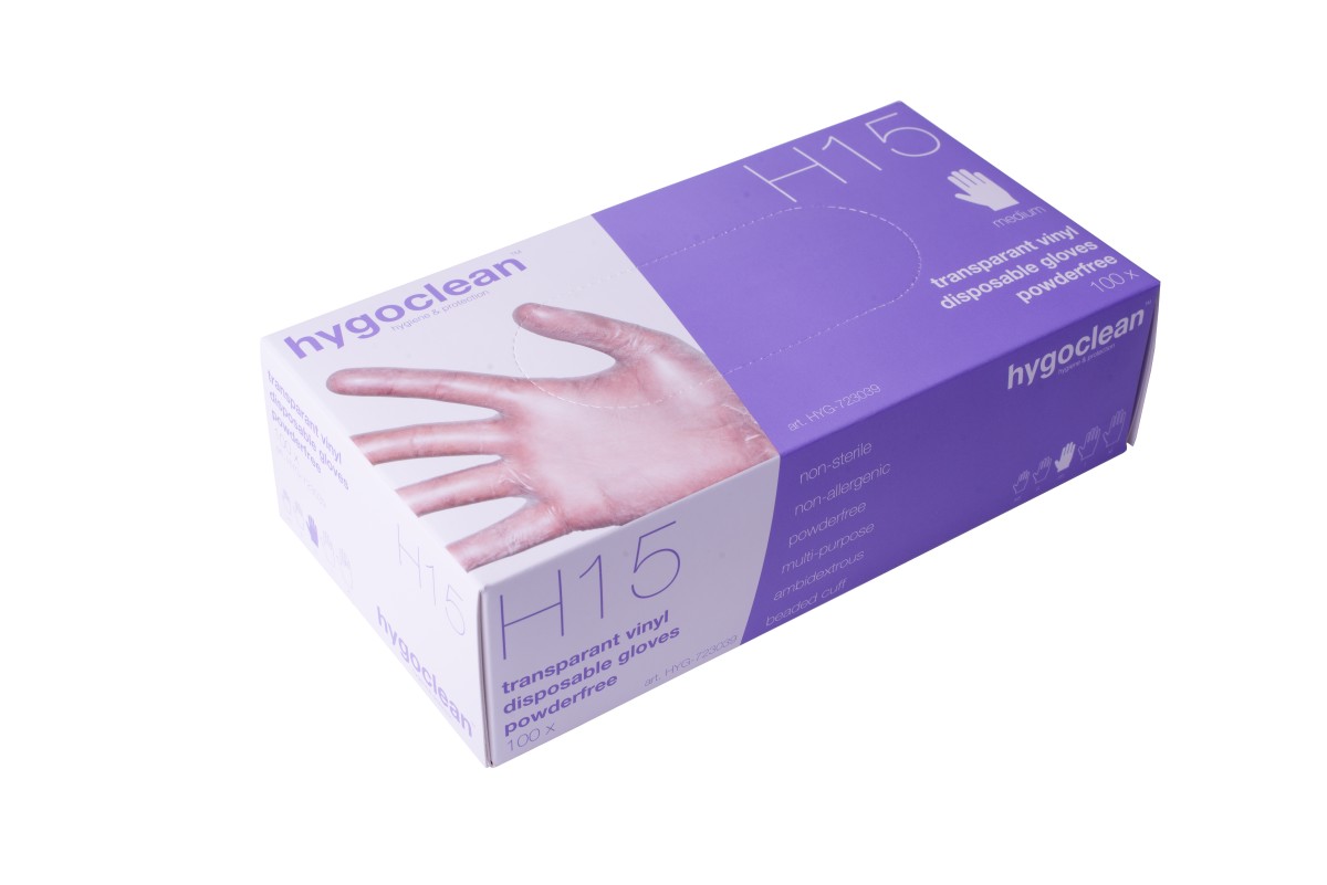 Handschoen wit vinyl ongepoederd, maat M, doos 10 x 100